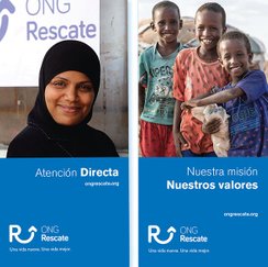 Folder layout for ONG Rescate, an NGO that specialises in helping gender-persecuted refugees